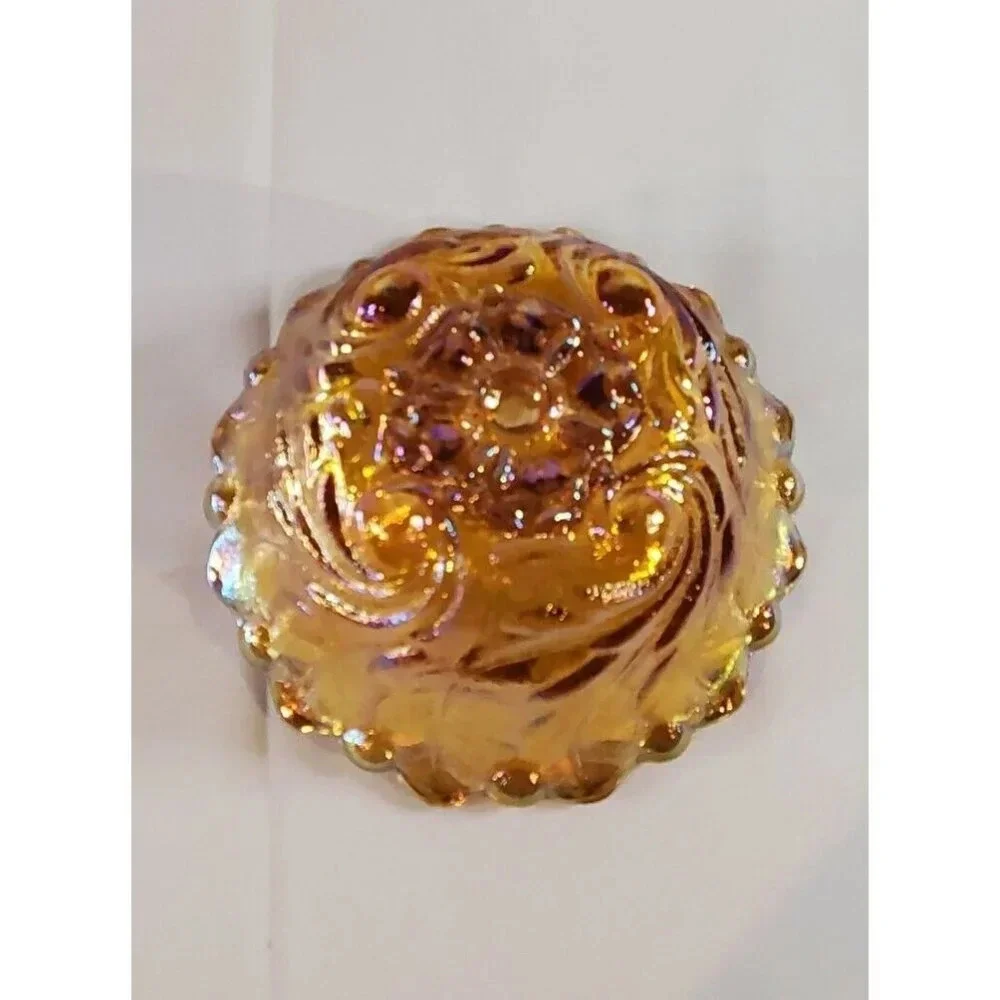 Vtg Indiana Glass Iridescent Gold Carnival Glass #1211 3pc Console Set Footed - Picture 8 of 13